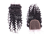 Grade 7A Deep Wave Human Hair Lace Closure / Middle Parting Closure Real Hair