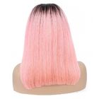 1B / Pink 100% Brazilian Virgin Hair / Short Straight Lace Frontal Bob Wigs
