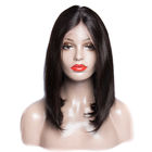 10 Inch Short Straight Black Human Hair Lace Front Wigs / Pre Plucked Bob Wigs